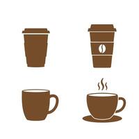 A collection of brown silhouette illustrations featuring coffee cups and takeaway containers offering a simple design suitable for diverse applications and backgrounds. vector