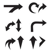 Collection of black silhouette arrows directional symbols for web design and user interface. vector