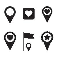 Set of black silhouette location pointers and symbols for mapping and navigation vector