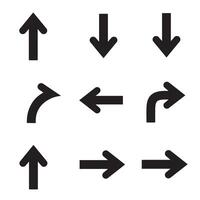 Collection of black silhouette arrows pointing in various directions isolated on white vector