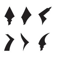 Collection of black silhouettes featuring varied arrows and decorative stylized shapes for design elements vector