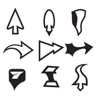 Collection of black and white silhouette arrow shapes for web design and navigation elements vector