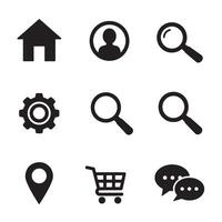 Collection of simple black and white silhouette icons for web and mobile applications vector