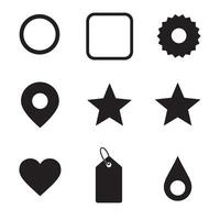 Set of minimalist black silhouette icons for web design and ui elements vector