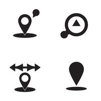 Collection of minimalist black silhouette location icons for navigation and mapping purposes vector