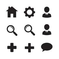 Simple black silhouette icons for web design and mobile application user interface elements vector