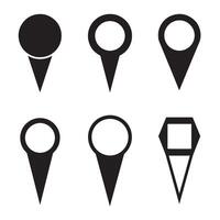 A collection of different minimalist location pin silhouettes in black color on white background vector