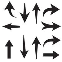Collection of black silhouette arrows pointing in various directions on a white background vector