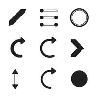 Set of minimalist black and white icons for user interface and digital design elements vector