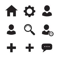 Collection of simple silhouette icons representing common user interface and web design elements vector