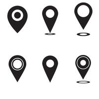 illustration set of black location pin icons isolated on a white background. vector