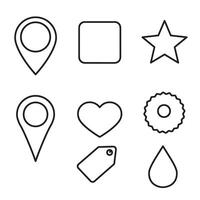 Collection of simple outlined shapes perfect for icons and web design elements vector