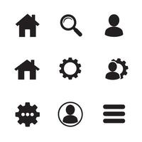 Collection of modern silhouette style icons representing essential digital interface elements vector