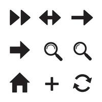 Set of icons representing arrows search home and additional functionality for design vector