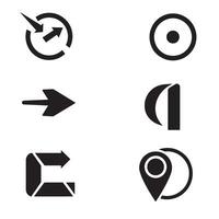 Collection of modern business and communication icons in simple minimalist silhouette style vector