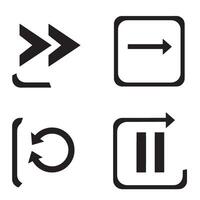 illustration of playback and control silhouette icons for media and ui design vector
