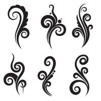 Decorative silhouette floral elements collection in black and white for design projects vector