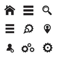 Modern collection of web icons and application user interface symbols in silhouette style vector