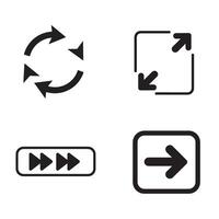 Collection of black and white icons representing various digital action symbols vector