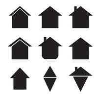 Diverse set of black silhouette house icons and home symbols with variations for design vector