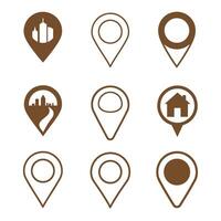Collection of simple location pin icons with diverse symbols representing places vector