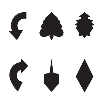 Black silhouette icons of various shapes for design and graphic illustrations