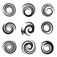 Abstract spiral shapes in black silhouette design elements for decorative and creative use vector