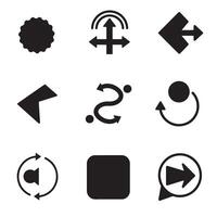 Collection of various modern black and white silhouette arrows and directional icons vector