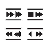Collection of simple black and white multimedia interface icon silhouettes for user interface design vector