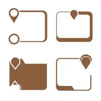 Four brown boxes with location markers and silhouettes for creative design elements vector