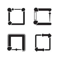 illustration of four different black square frame design elements with diverse unique styles. vector