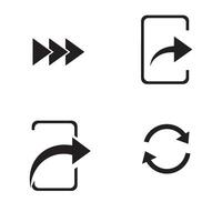 Minimalist black and white icon set of arrows and circular directional indicators vector