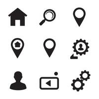 Collection of minimalist black and white user interface icons for various web applications vector