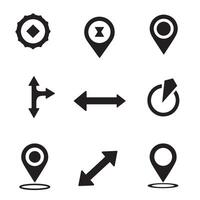 Collection of isolated black silhouette icons and symbols for design elements vector