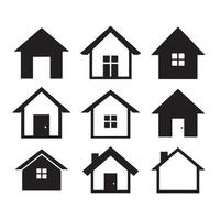Collection of simple home icons silhouettes in black and white for design projects vector