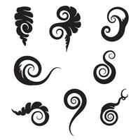 Collection of elegant black silhouette swirls and decorative design elements on white background vector