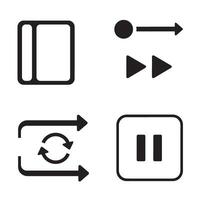 Collection of modern interface icons for media player applications and user interface design vector