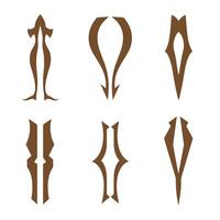 Set of six brown silhouetted decorative shapes with elegant abstract design elements on white background vector