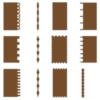 silhouettes of brown rectangles and lines with decorative edge designs vector
