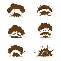 A collection of stylized silhouette explosion icons in various shapes and sizes vector