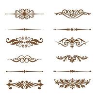 Decorative border and divider silhouette collection in brown color vector