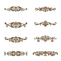 Elegant ornamental decorative elements in brown color for design and border decoration on white background vector