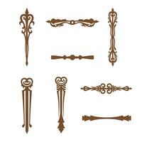 illustration collection of elegant decorative silhouette design elements in brown tones on white background vector