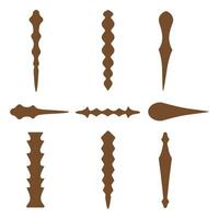 Set of abstract decorative silhouette elements in brown color on white background vector