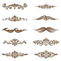 Set of elegant decorative design elements and silhouette floral dividers vector