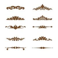 collection of decorative flourishes silhouette ornaments in brown color for design vector