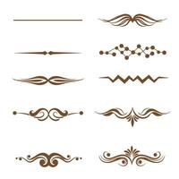 Set of decorative brown silhouette design elements vector