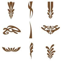 Decorative brown silhouette ornament collection for elegant design elements and creative branding projects vector