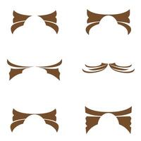 Set of brown silhouette bow and mustache shapes for decorative graphic design elements vector