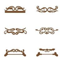 Decorative brown flourish silhouette elements for ornamental design and elegant vintage aesthetic vector